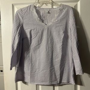 Liz Claiborne Striped 3/4 Sleeve Top